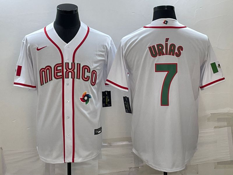Men 2023 World Cub Mexico #7 Urias White Nike MLB Jersey1